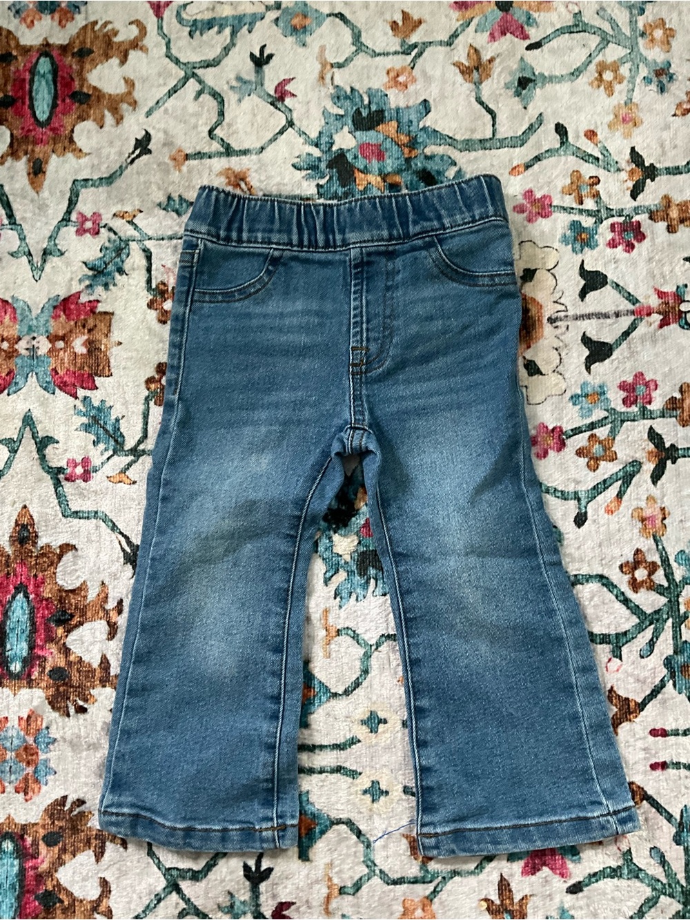 7 For All Mankind Little Girl 18mo Medium Blue Wide-Leg Pull-On Jeans